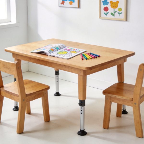 Height Adjustable Wooden Kids Table & Chair Set