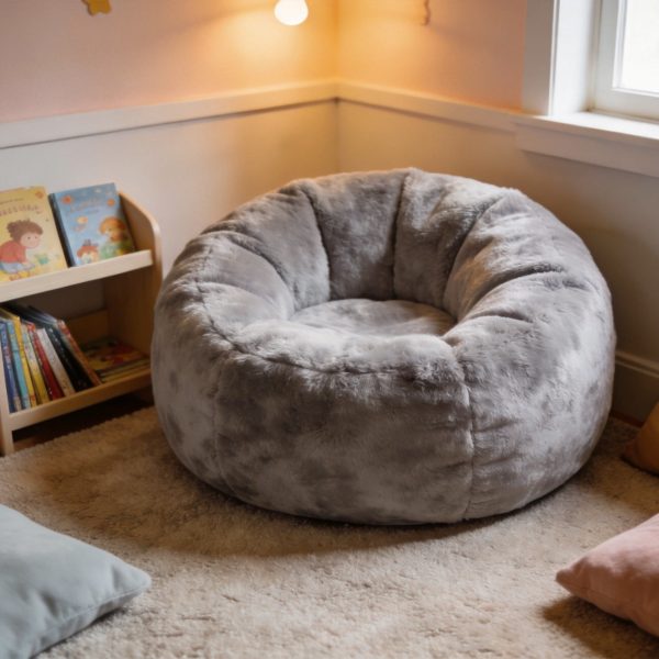 Fluffy Round Kids Bean Bag Chair